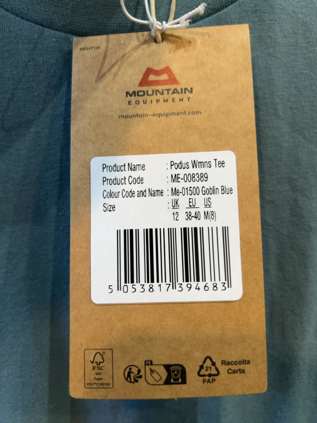 Mountain Equipment Podus Graphic T-Shirt Goblin Blue New With Tags M