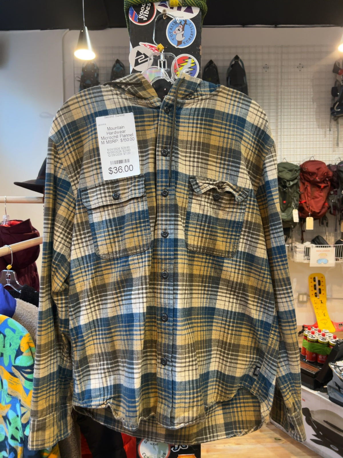 Mountain Hardwear Microchill Flannel Hooded Long Sleeve Shirt Good M