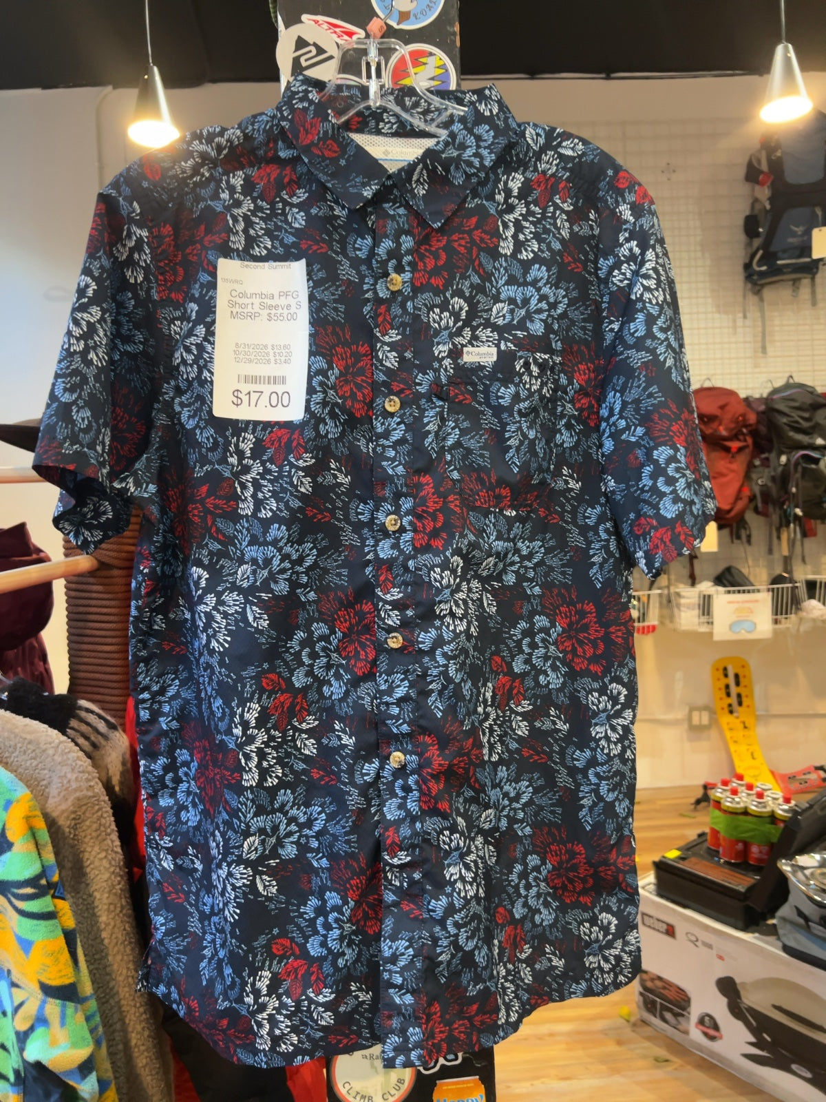 Columbia PFG Short Sleeve Button-Down Shirt Floral Good S