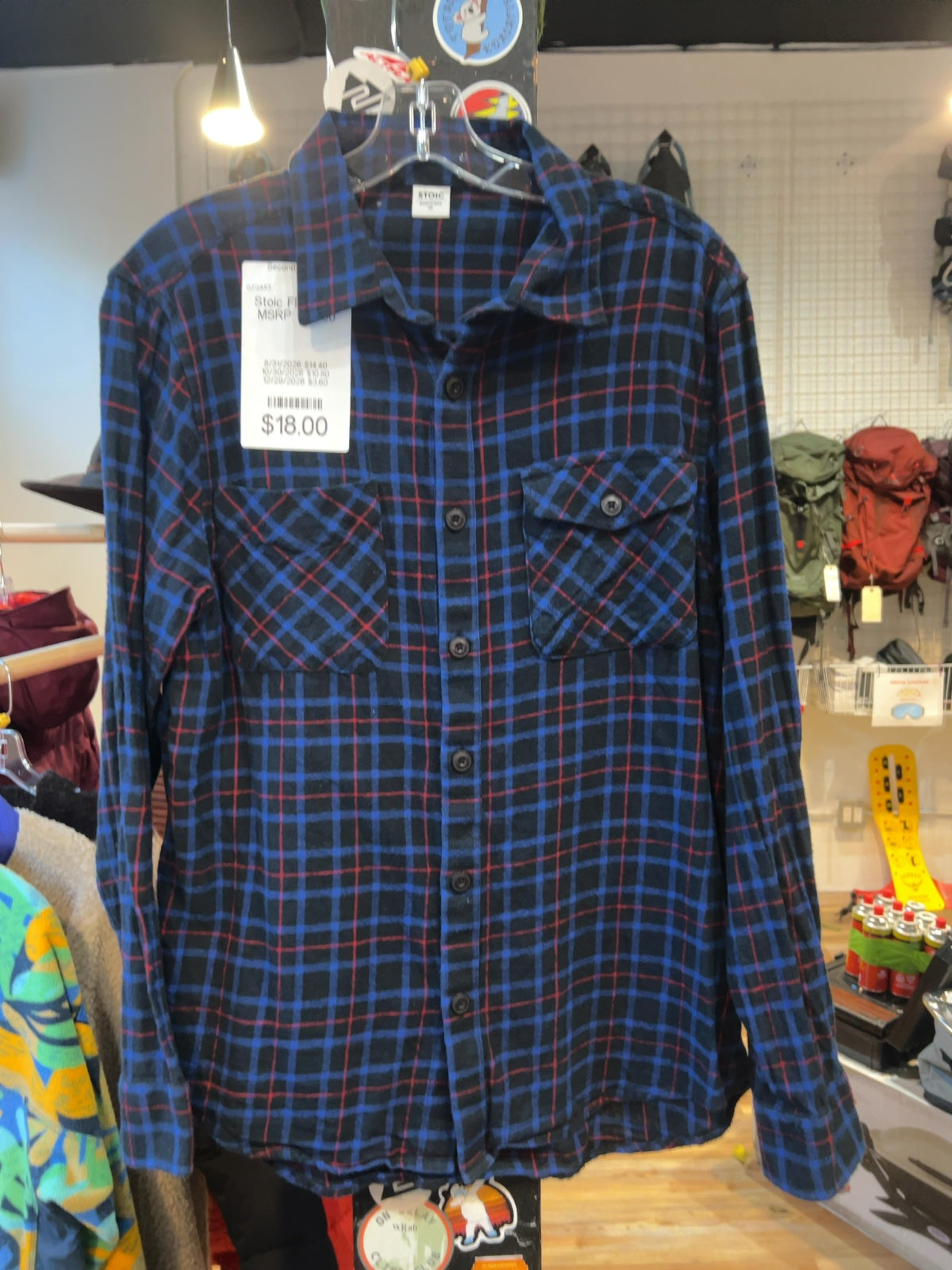 Stoic Flannel Long Sleeve Button Down Shirt Good M