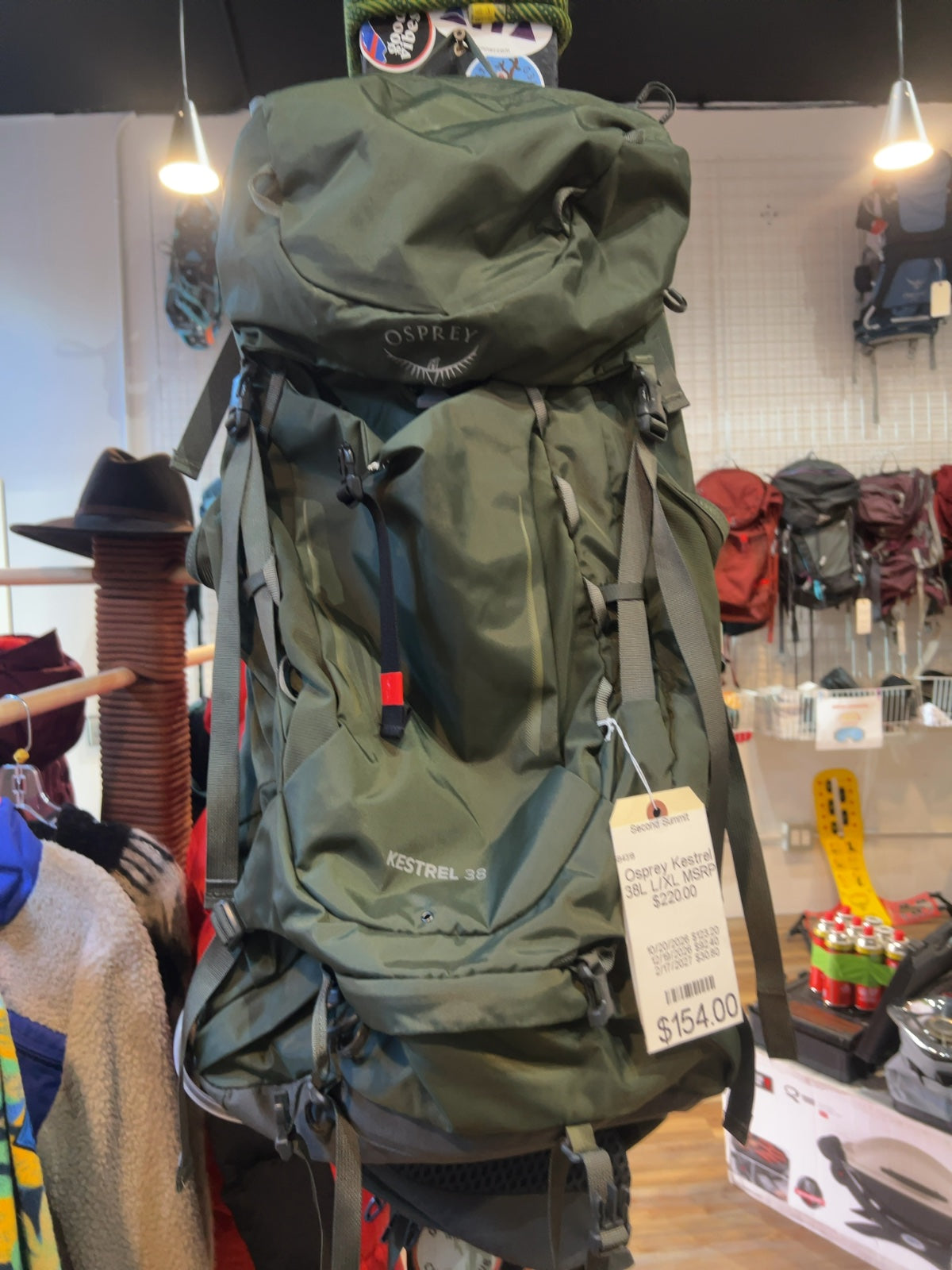 Osprey Kestrel 38 Hiking Backpack Green L/XL Good