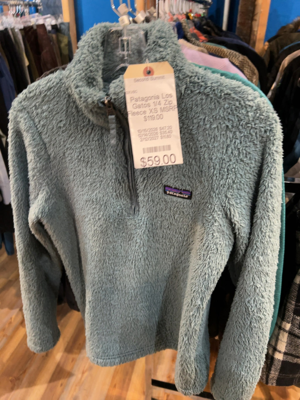 Patagonia Los Gatos 1/4-Zip Fleece Pullover Dusty Blue Good XS