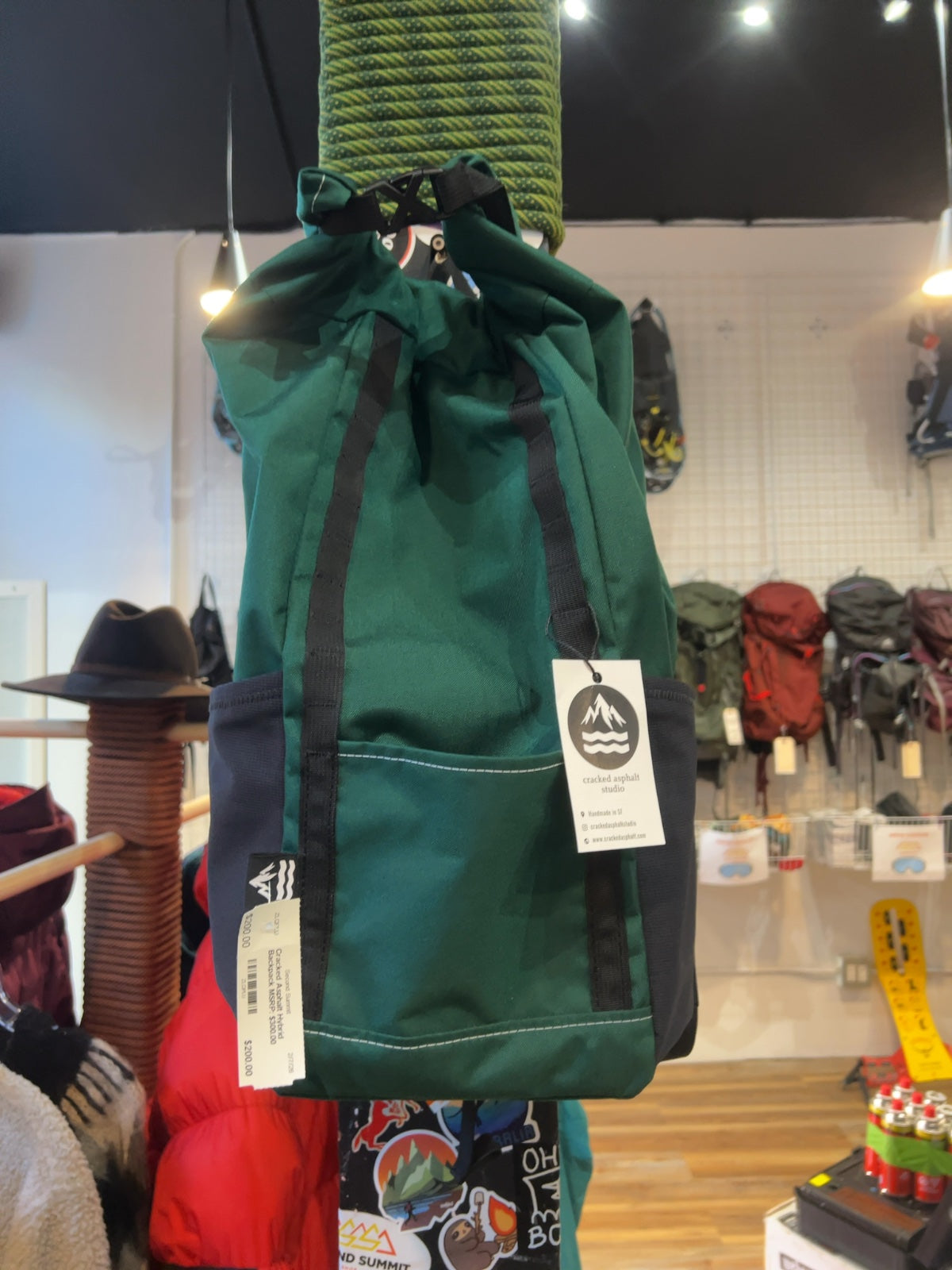 Cracked Asphalt Studio Hybrid Backpack Green New