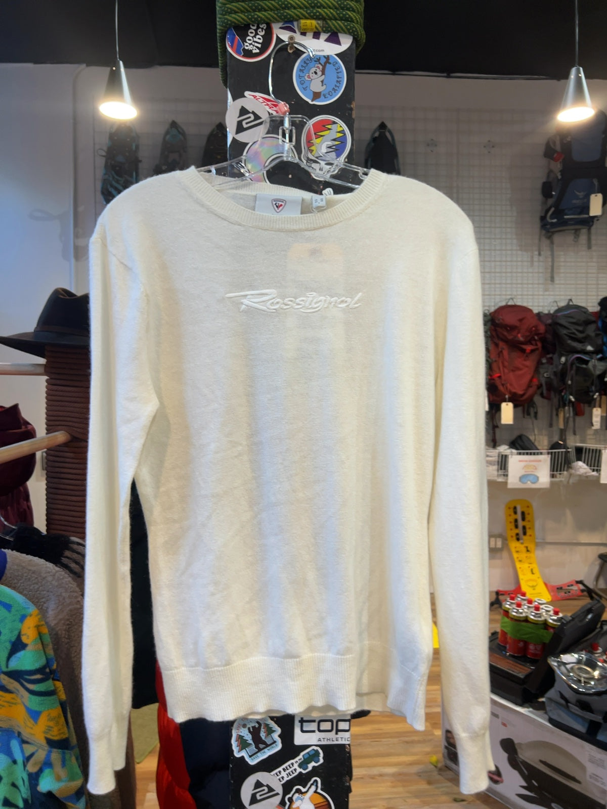 Rossignol Women's Signature Knit Wool Script Sweater White New S