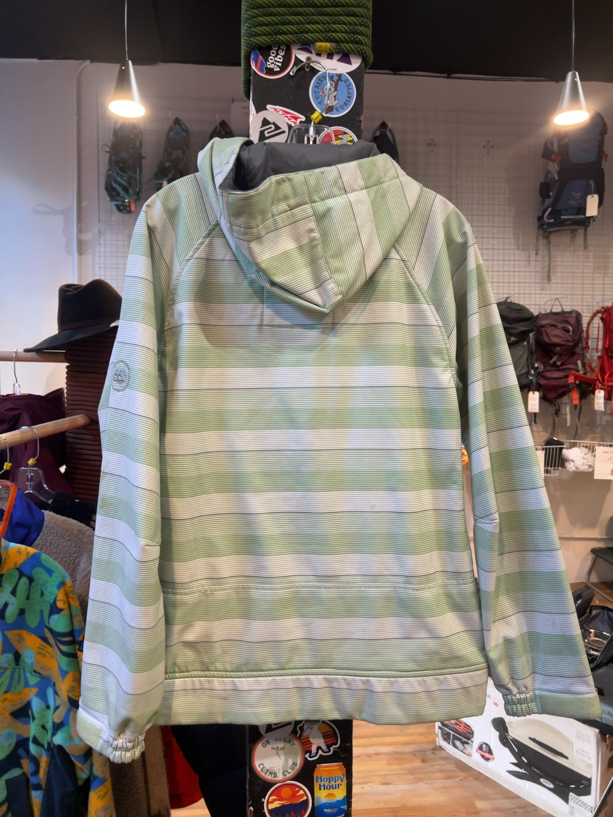 686 Soft Shell Snow Jacket Women's Striped Green Good M