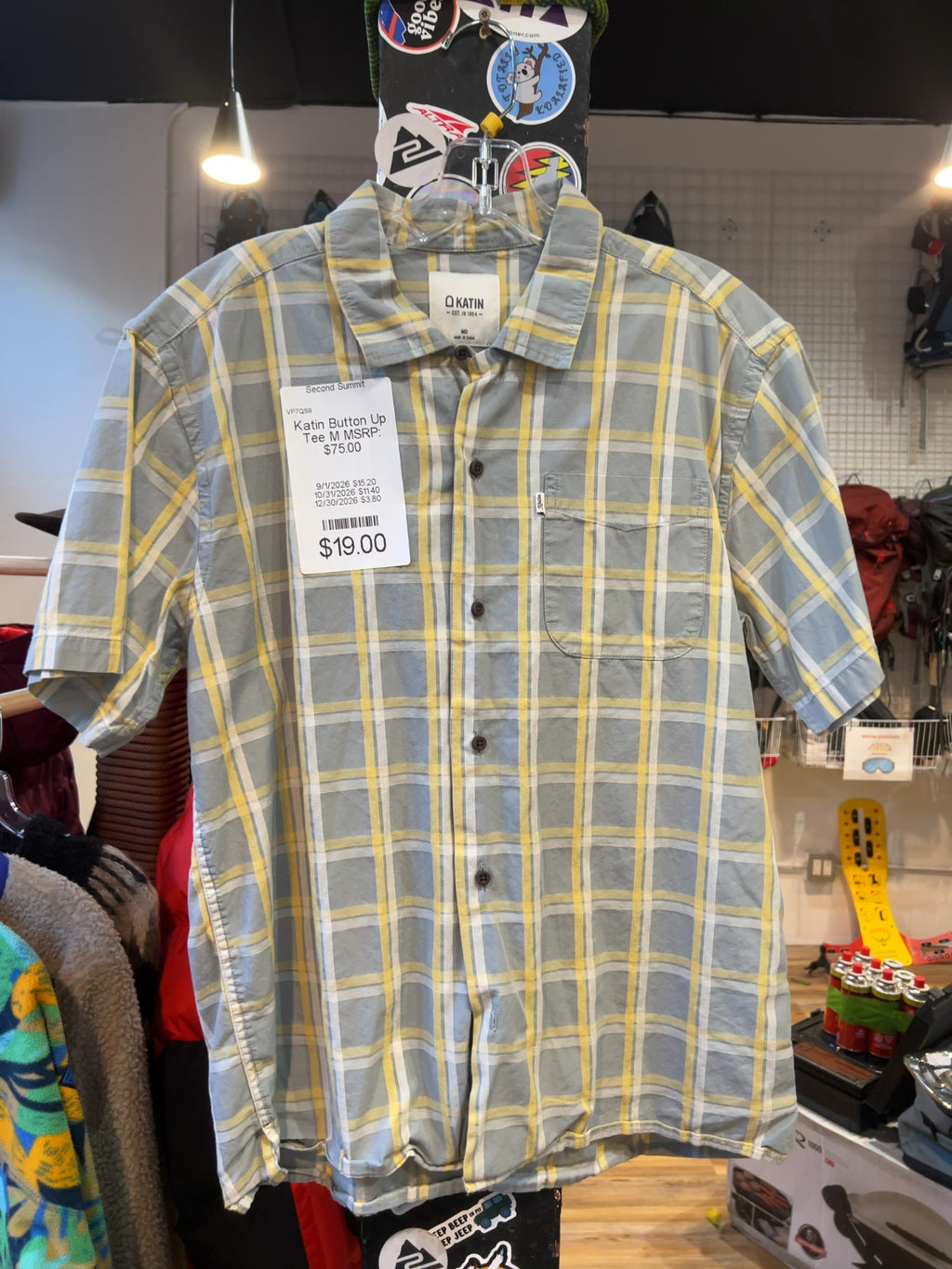 Katin Short Sleeve Plaid Button Up Shirt Good M
