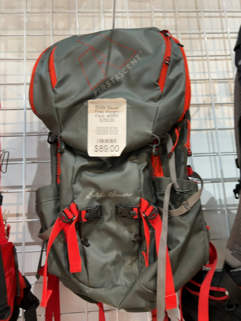 Eddie Bauer First Ascent Backpack Good Grey/Red
