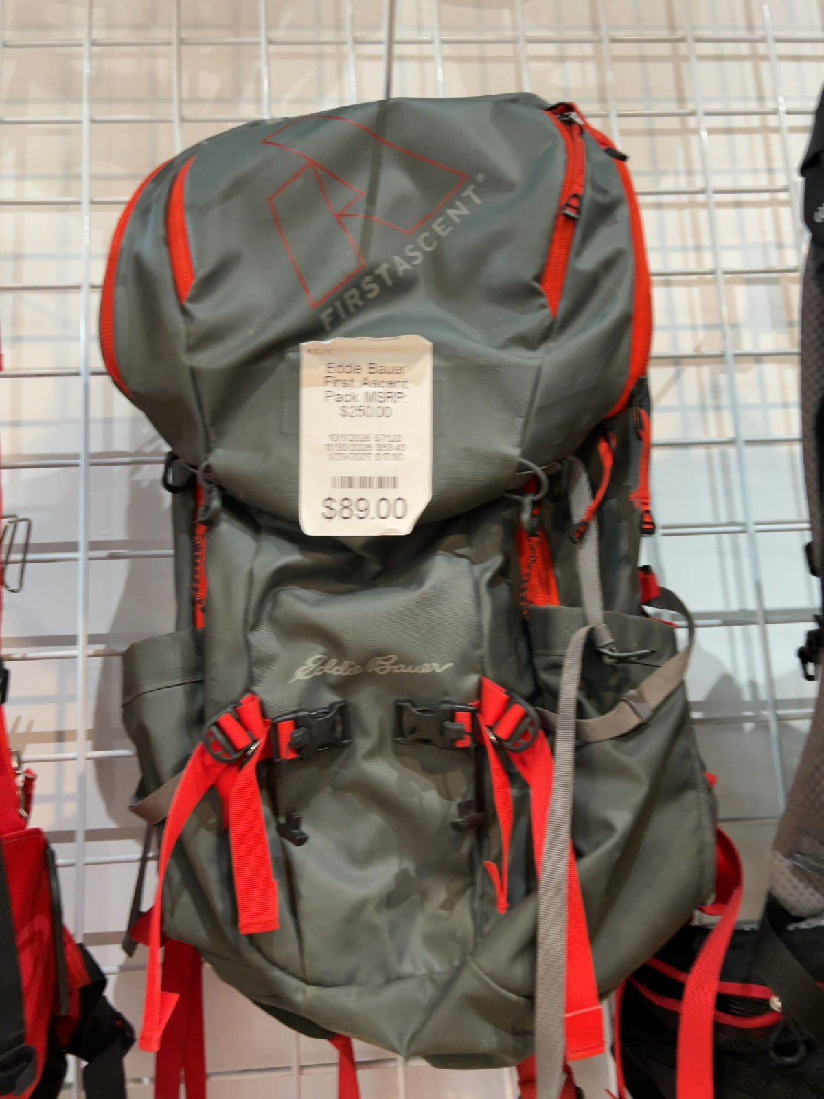 Eddie Bauer First Ascent Backpack Good Grey/Red