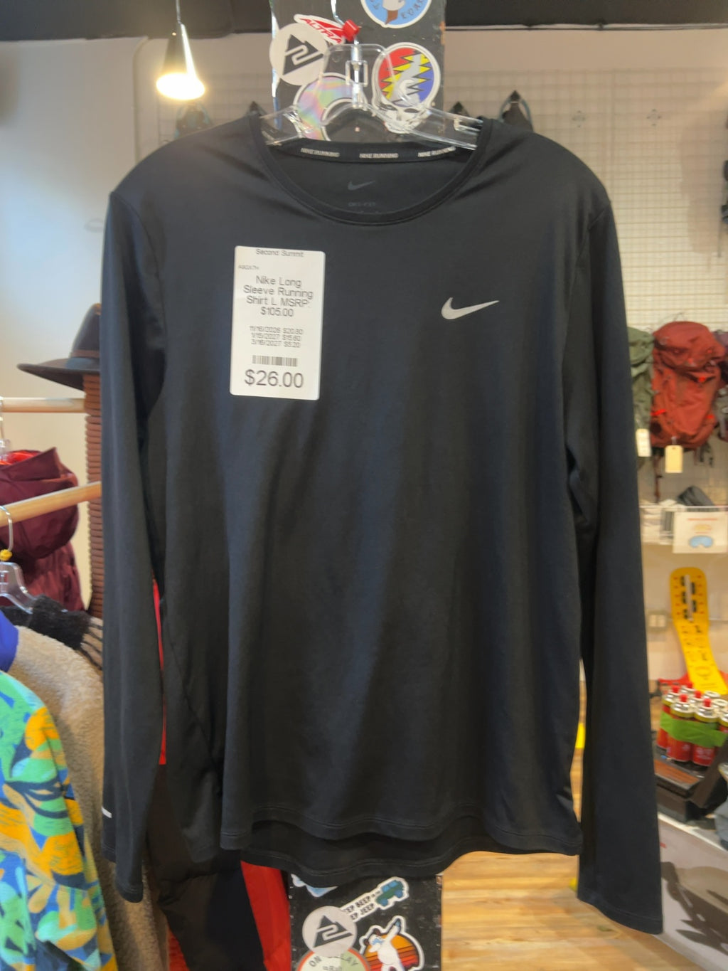 Nike Dri-FIT Running Long Sleeve Shirt Black Good L