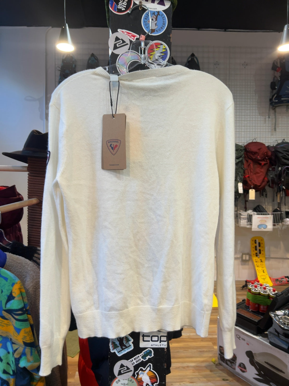 Rossignol Women's Signature Knit Wool Script Sweater White New S